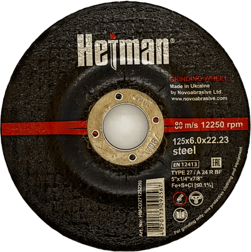 Круг шліфувальный Hetman 27 125х6.0х22.23 мм, по металу